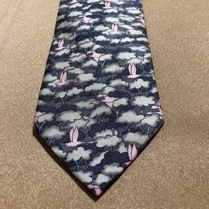 Japan theme BEAUFORT handmade neck tie grey pink